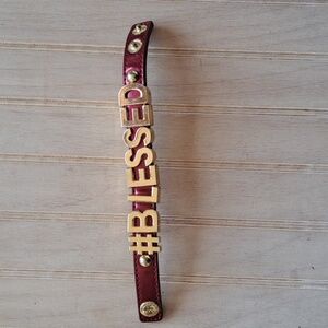 BCBGeneration Vtg. 90's #Blessed Red Gold Snap Clasp Y2K Bracelet